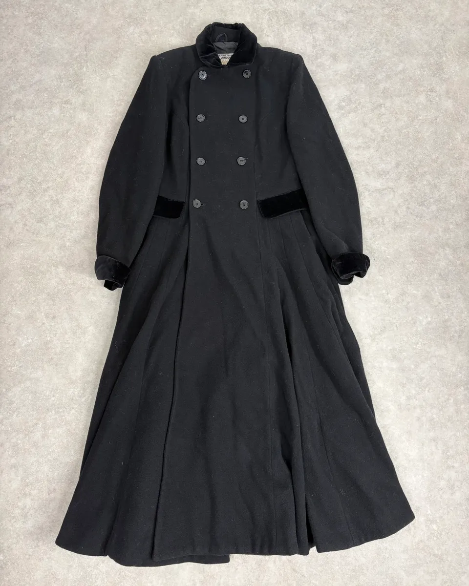 1990s Katherine Hamnett Black Wool Classy Long Coat - Image 3