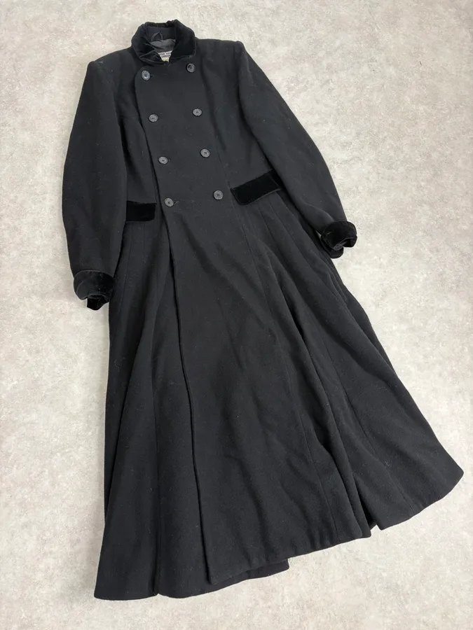 1990s Katherine Hamnett Black Wool Classy Long Coat - Image 4