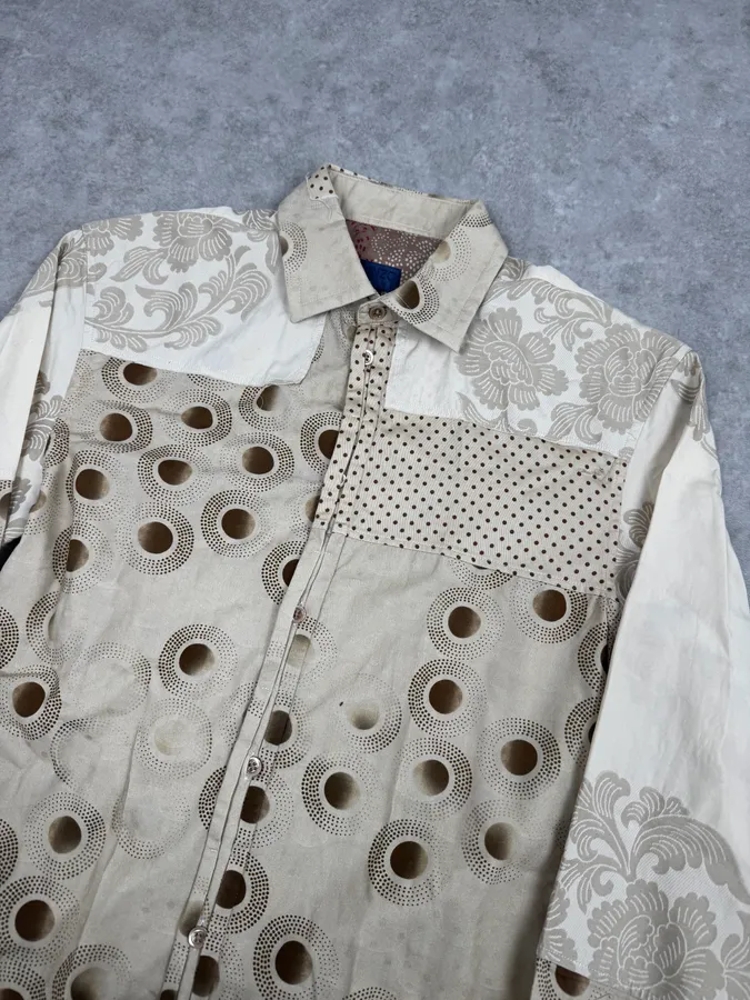 1990s Kenzo Beige Floral Persan Pattern Shirt - Image 5