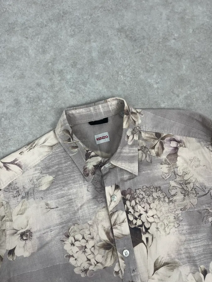 1990s Kenzo Flowers Shadow Cloudy Shirt - Image 4