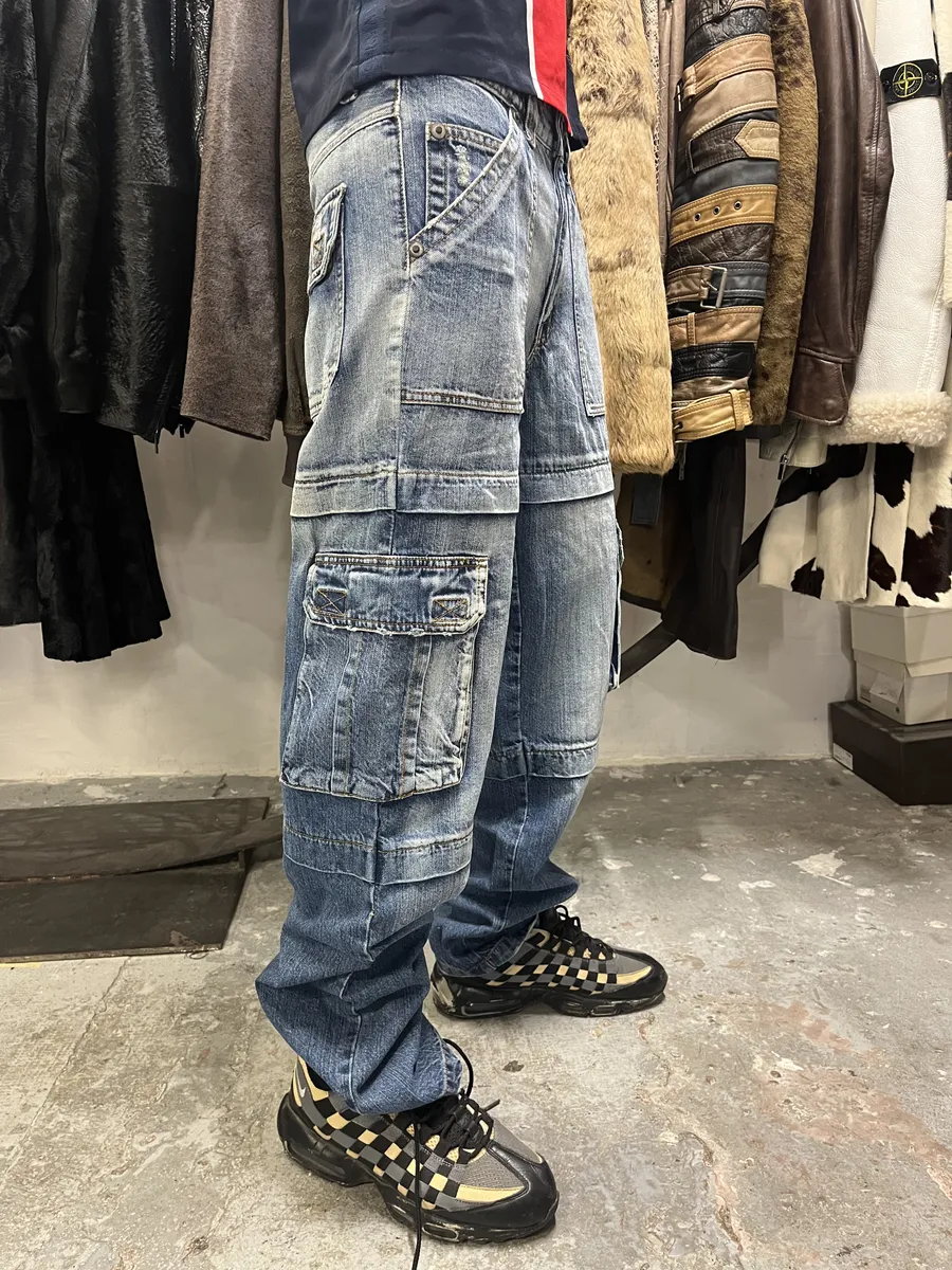 1990s L'altro Italian Blue Cargo Denim Jeans - Image 3