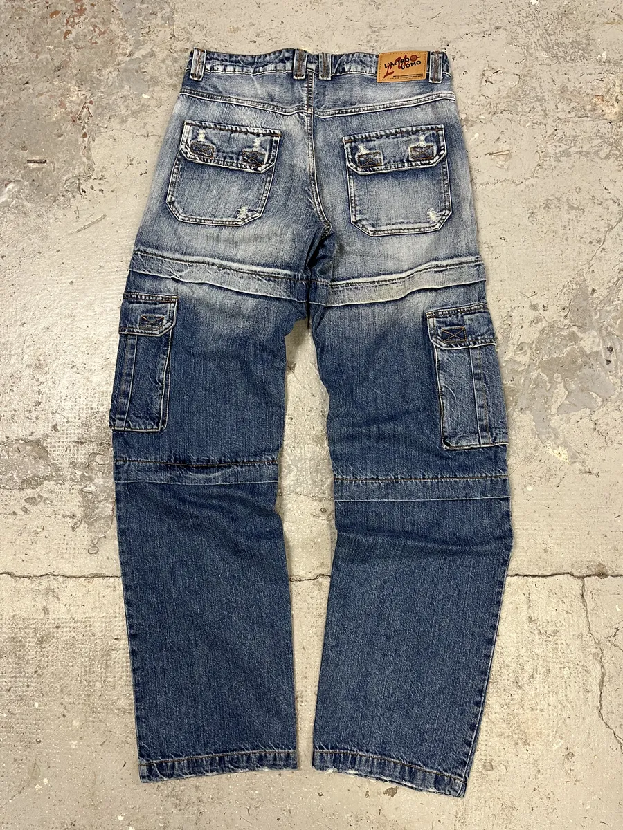 1990s L'altro Italian Blue Cargo Denim Jeans - Image 6