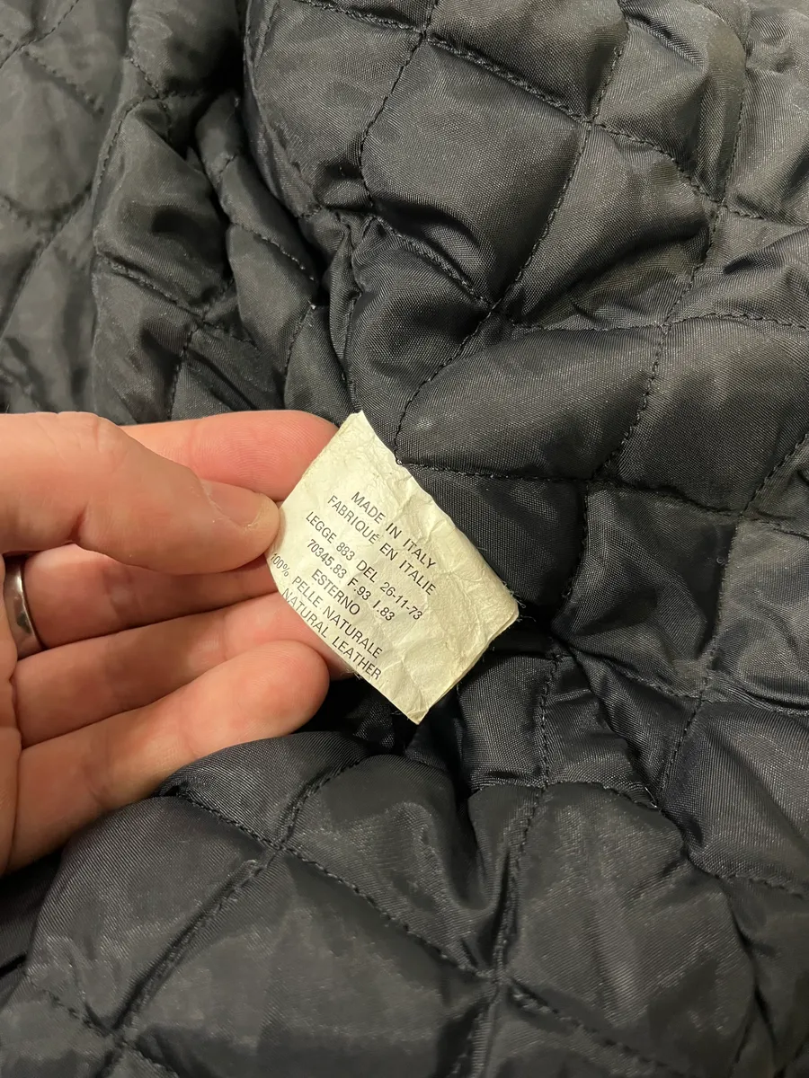 1990s Levi’s Yellow Grey Eroded Leather Trucker Jacket - Image 13