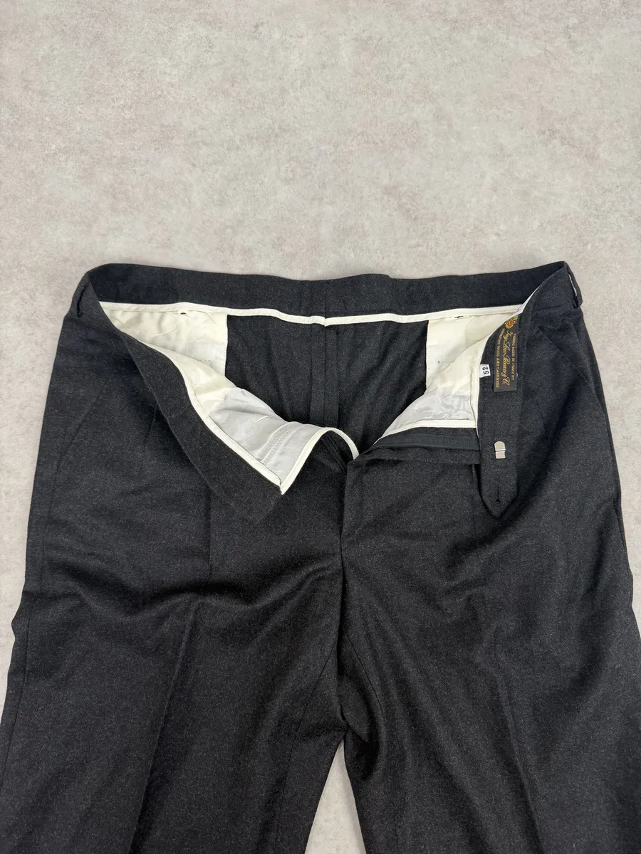1990s Loro Piana Dark Grey Wool Tailored Pants - Image 10