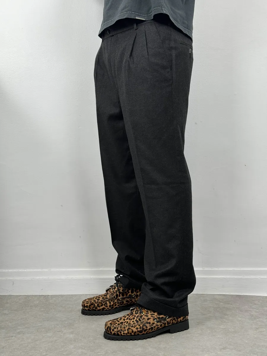 1990s Loro Piana Dark Grey Wool Tailored Pants - Image 4