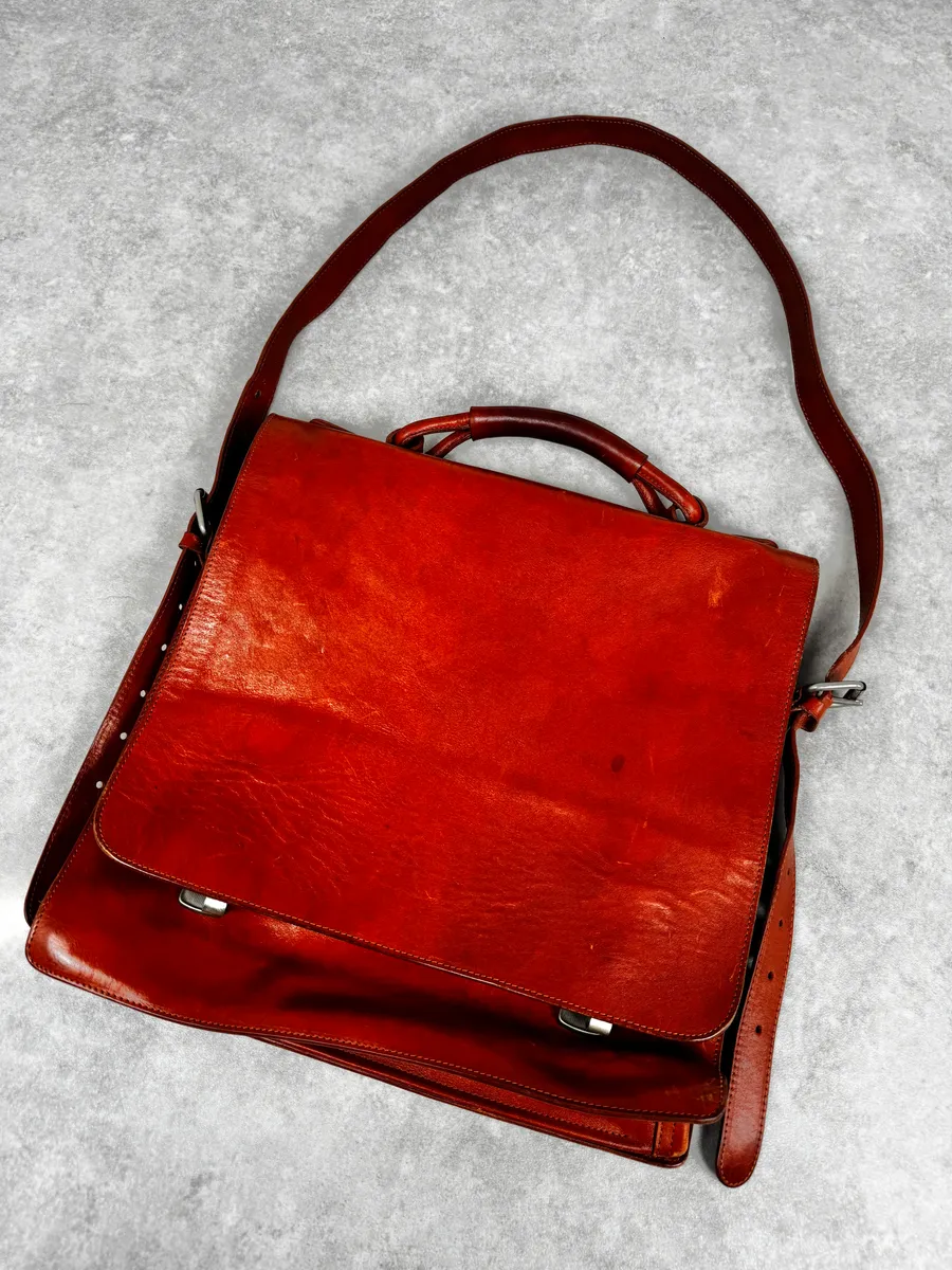 1990s Maison Martin Margiela Orange Signature Leather Bag - Image 5