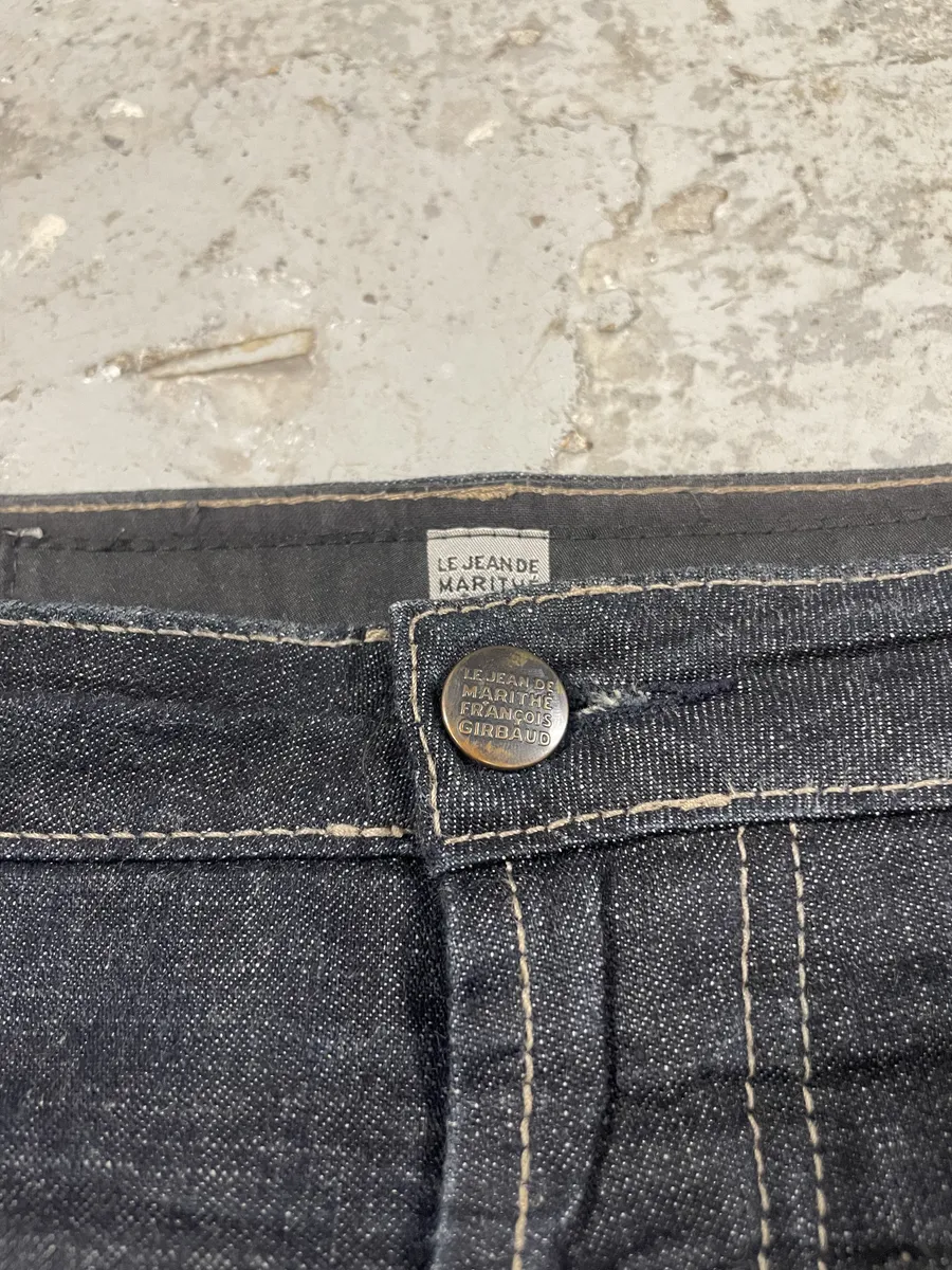 1990s Marithé + François Girbaud Navy Brut Large Denim Structured Jeans - Image 10