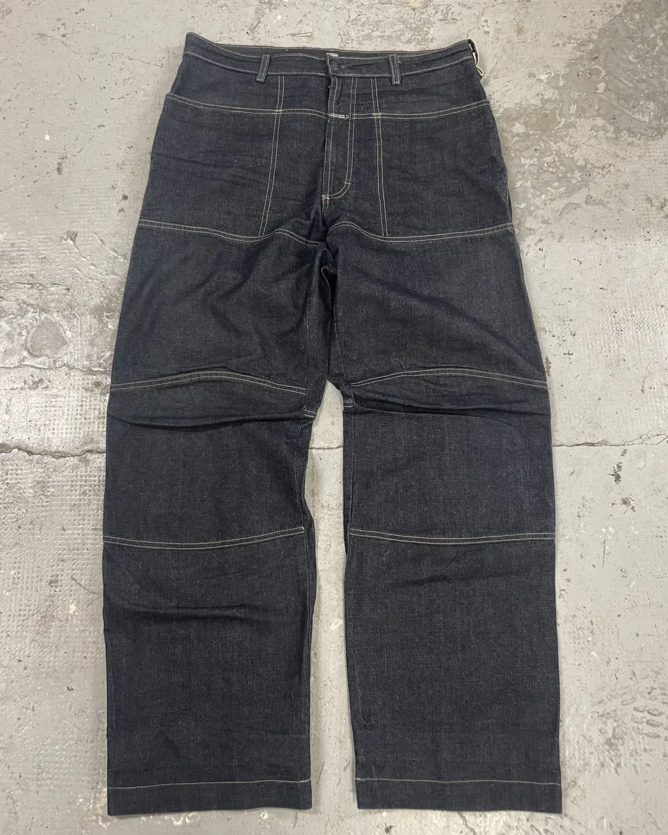 1990s Marithé + François Girbaud Navy Brut Large Denim Structured Jeans - Image 3