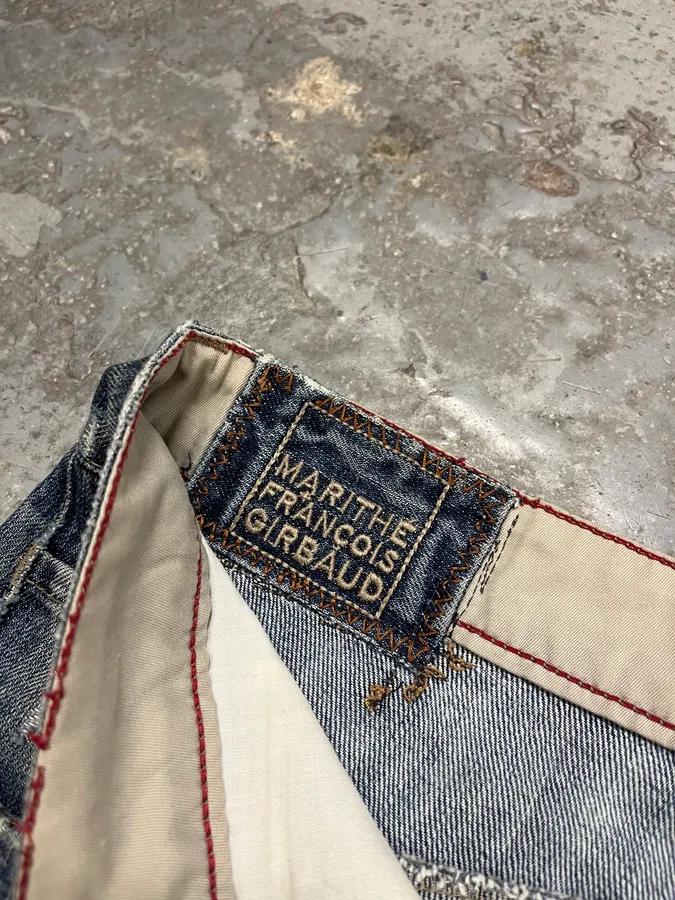 1990s Marithé et François Girbaud Blue Denim Distressed Jeans - Image 12