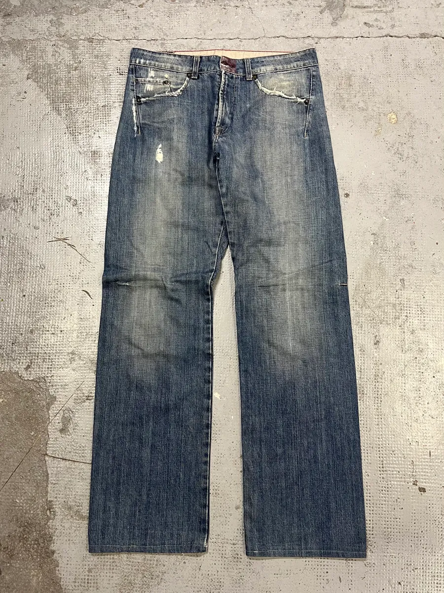1990s Marithé et François Girbaud Blue Denim Distressed Jeans - Image 4