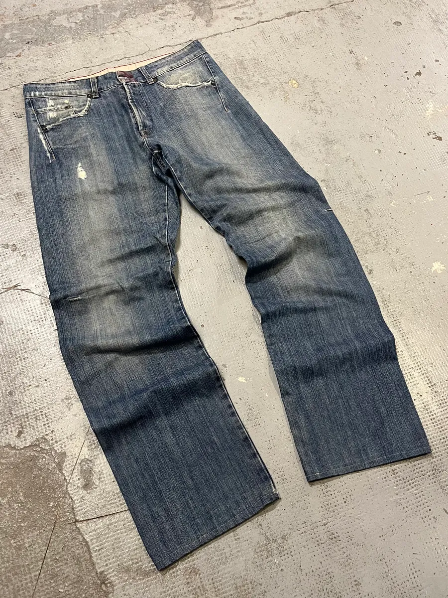 1990s Marithé et François Girbaud Blue Denim Distressed Jeans - Image 6