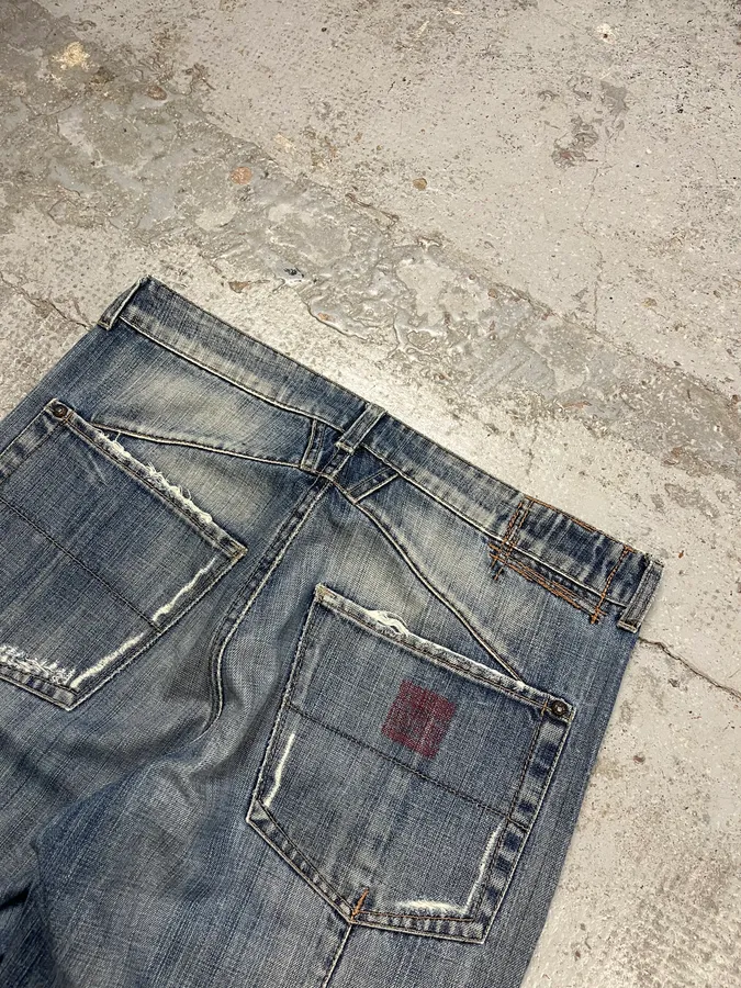 1990s Marithé et François Girbaud Blue Denim Distressed Jeans - Image 9