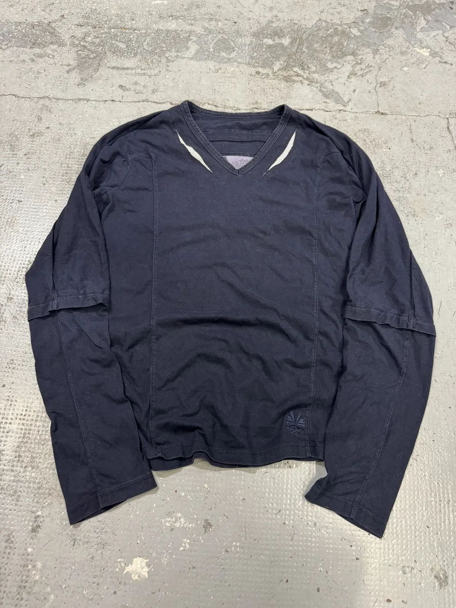 1990s Marithé + François Girbaud Navy Contemporary V Neck Longsleeves