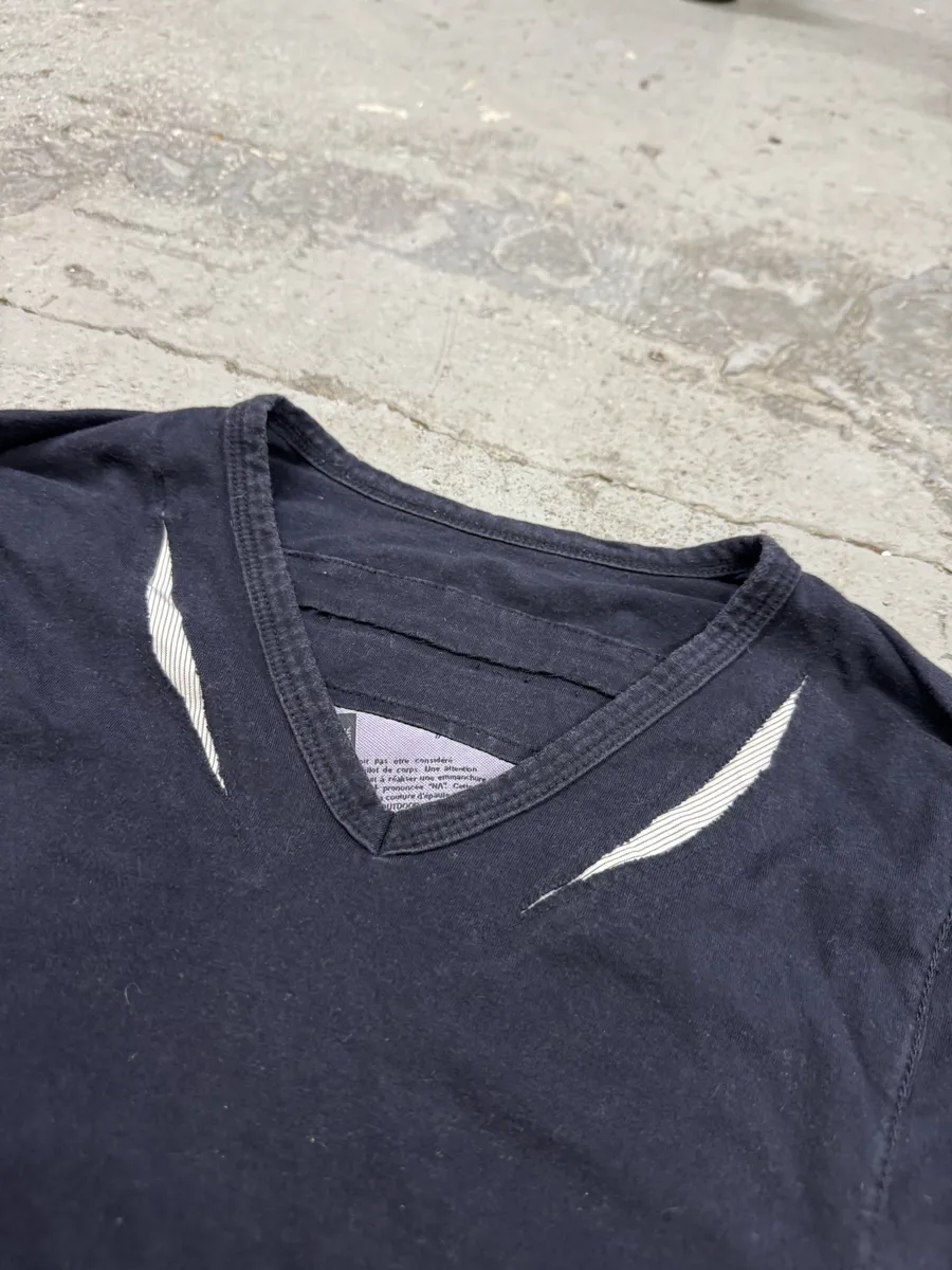 1990s Marithé + François Girbaud Navy Contemporary V Neck Longsleeves - Image 10
