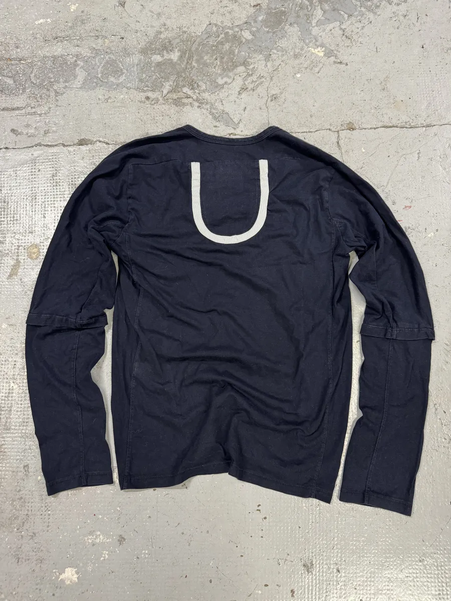 1990s Marithé + François Girbaud Navy Contemporary V Neck Longsleeves - Image 4
