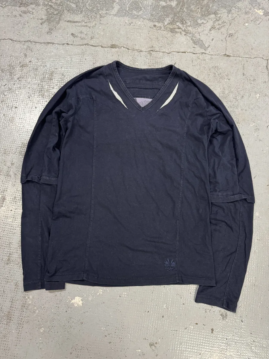 1990s Marithé + François Girbaud Navy Contemporary V Neck Longsleeves - Image 5