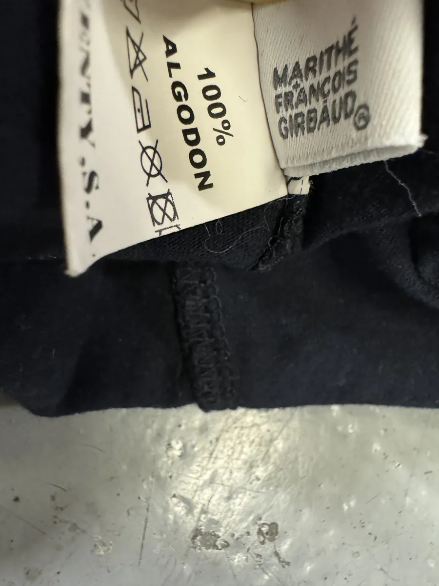 1990s Marithé + François Girbaud Navy Contemporary V Neck Longsleeves - Image 6