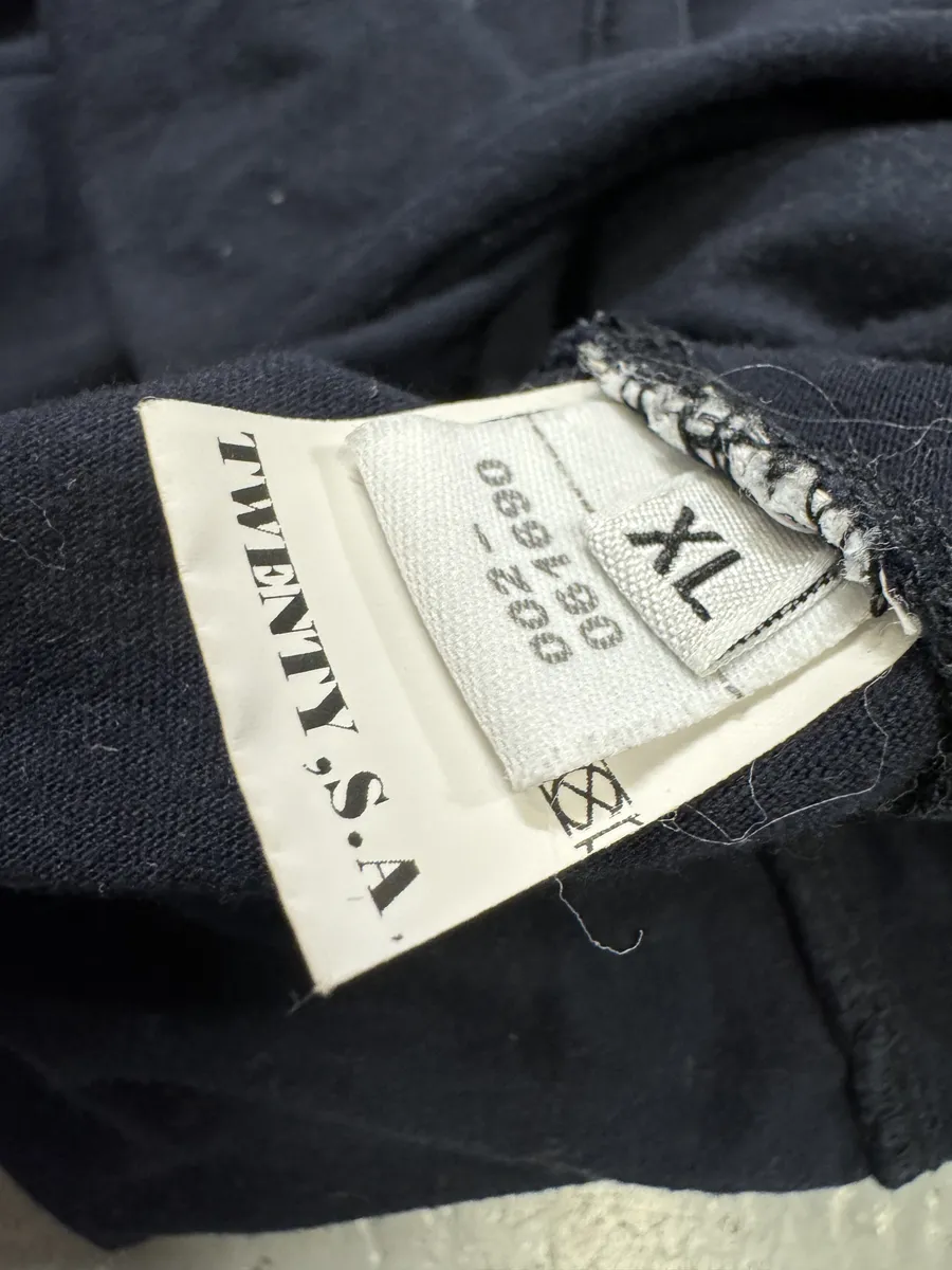 1990s Marithé + François Girbaud Navy Contemporary V Neck Longsleeves - Image 7