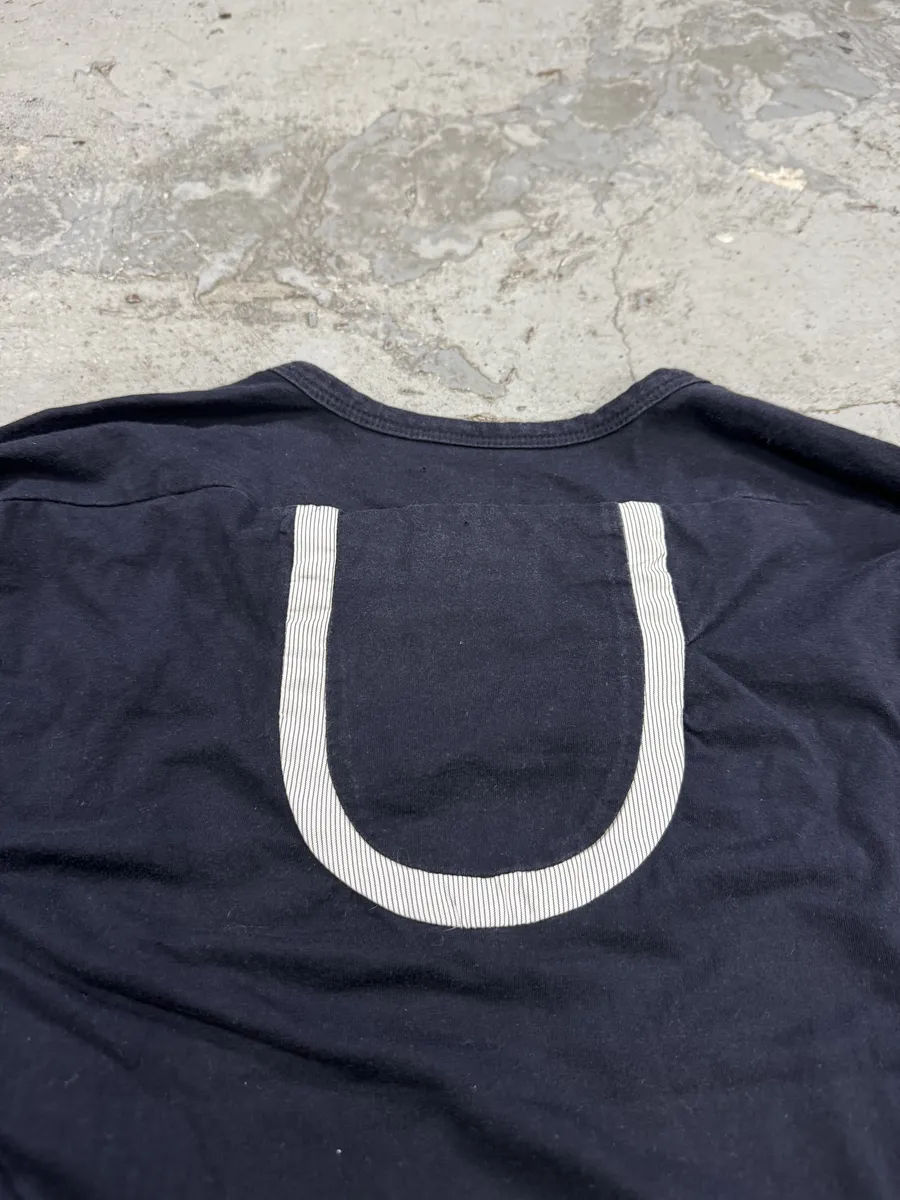 1990s Marithé + François Girbaud Navy Contemporary V Neck Longsleeves - Image 8