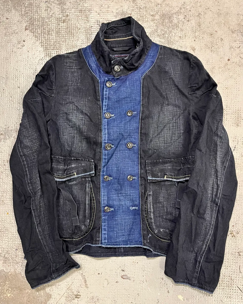 1990s Marithé + François Girbaud Navy Denim Colour-Block Denim Jacket