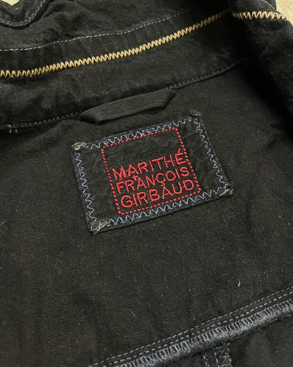 1990s Marithé + François Girbaud Navy Denim Colour-Block Denim Jacket - Image 10