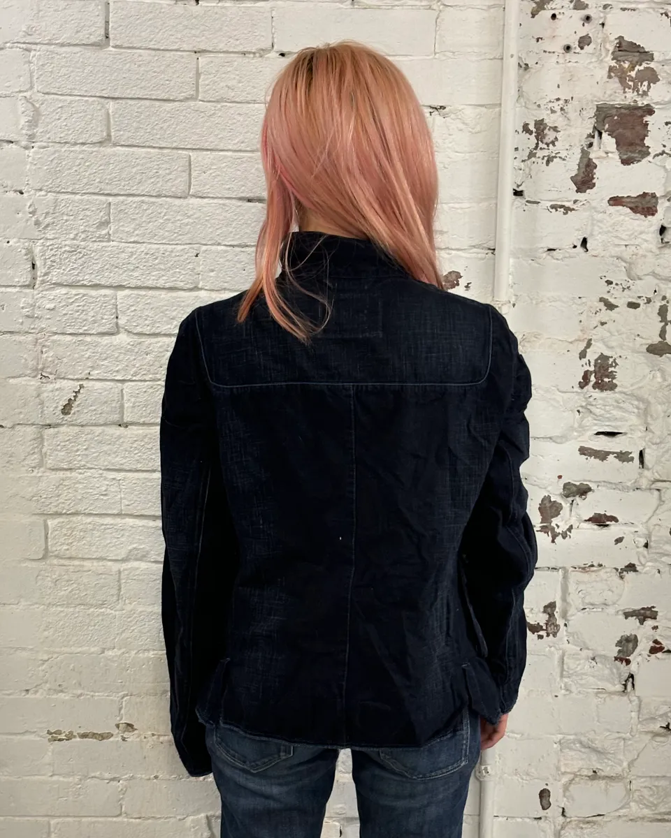 1990s Marithé + François Girbaud Navy Denim Colour-Block Denim Jacket - Image 3