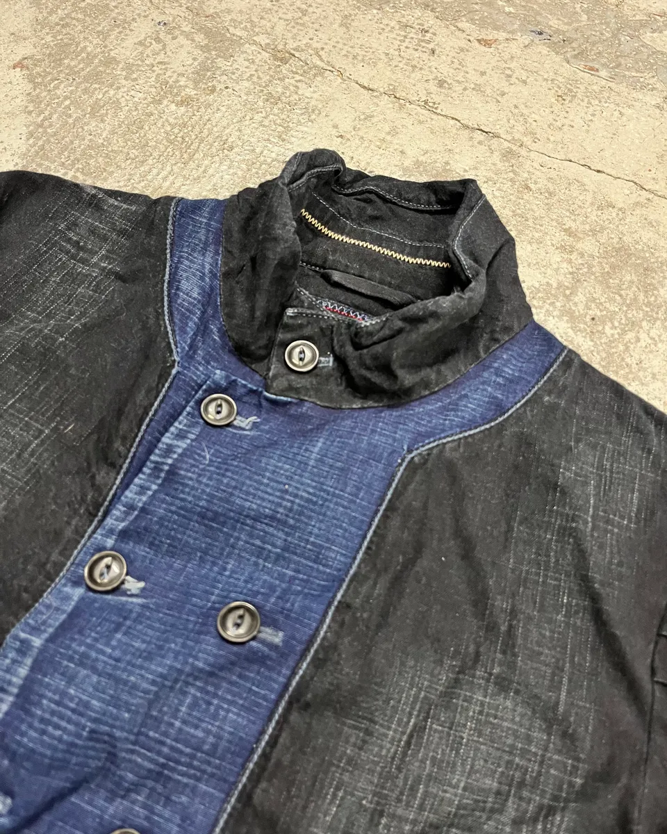 1990s Marithé + François Girbaud Navy Denim Colour-Block Denim Jacket - Image 5
