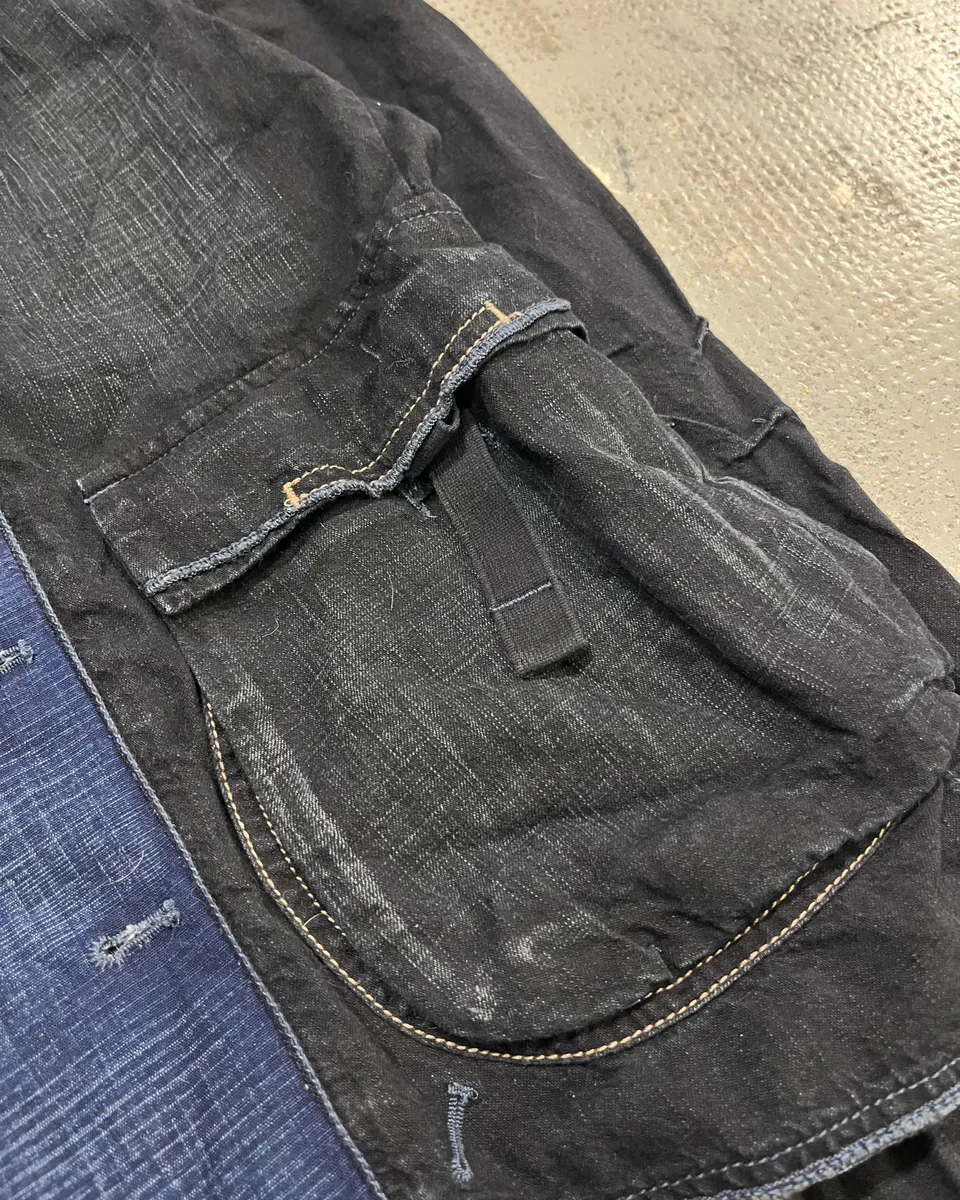 1990s Marithé + François Girbaud Navy Denim Colour-Block Denim Jacket - Image 6