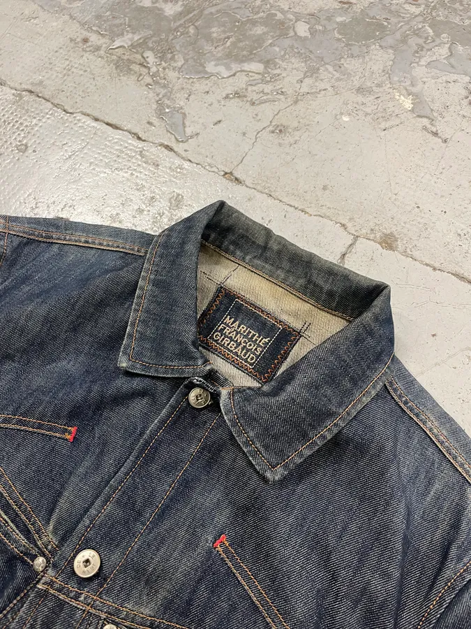 1990s Marithé + François Girbaud Navy Denim Multi-Pocket Cargo Jacket - Image 5