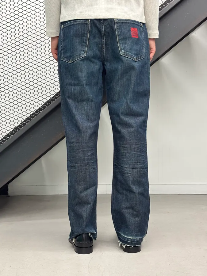 1990s Marithé + François Girbaud Navy Denim Raw Straight Jeans - Image 4