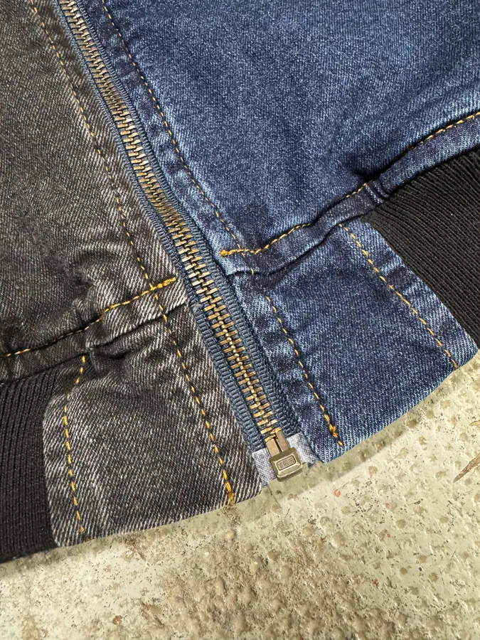 1990s Marithé + François Girbaud Navy Grey Two Tone Denim Jacket - Image 9