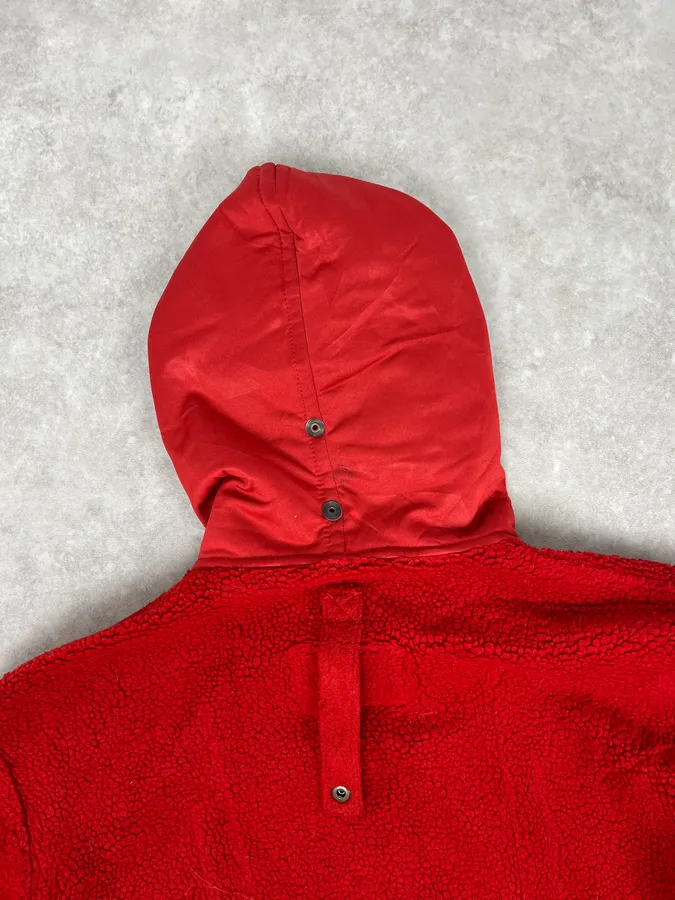 1990s Marithé + François Girbaud Red Fleece Embroidered Zip Jacket - Image 7