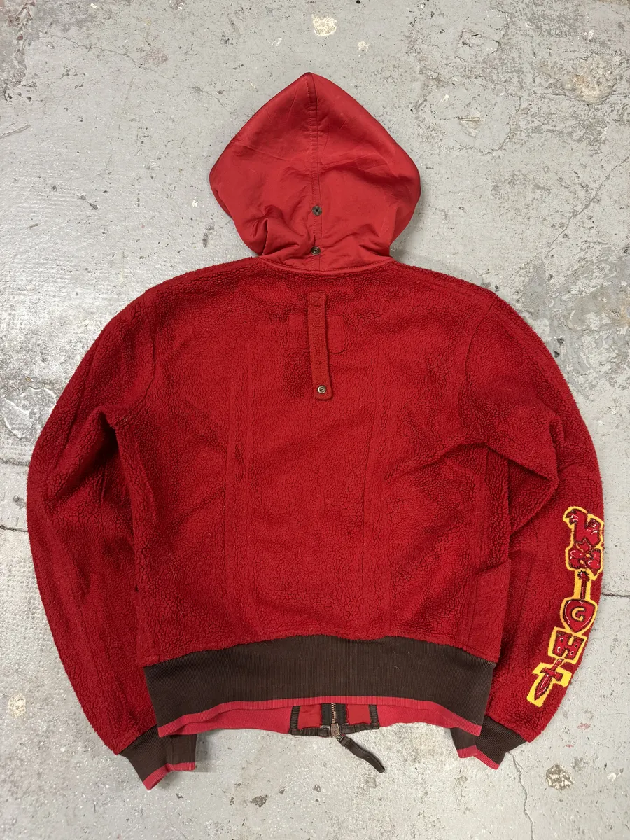 1990s Marithé + François Girbaud Red Fleece Sweatshirt - Image 2