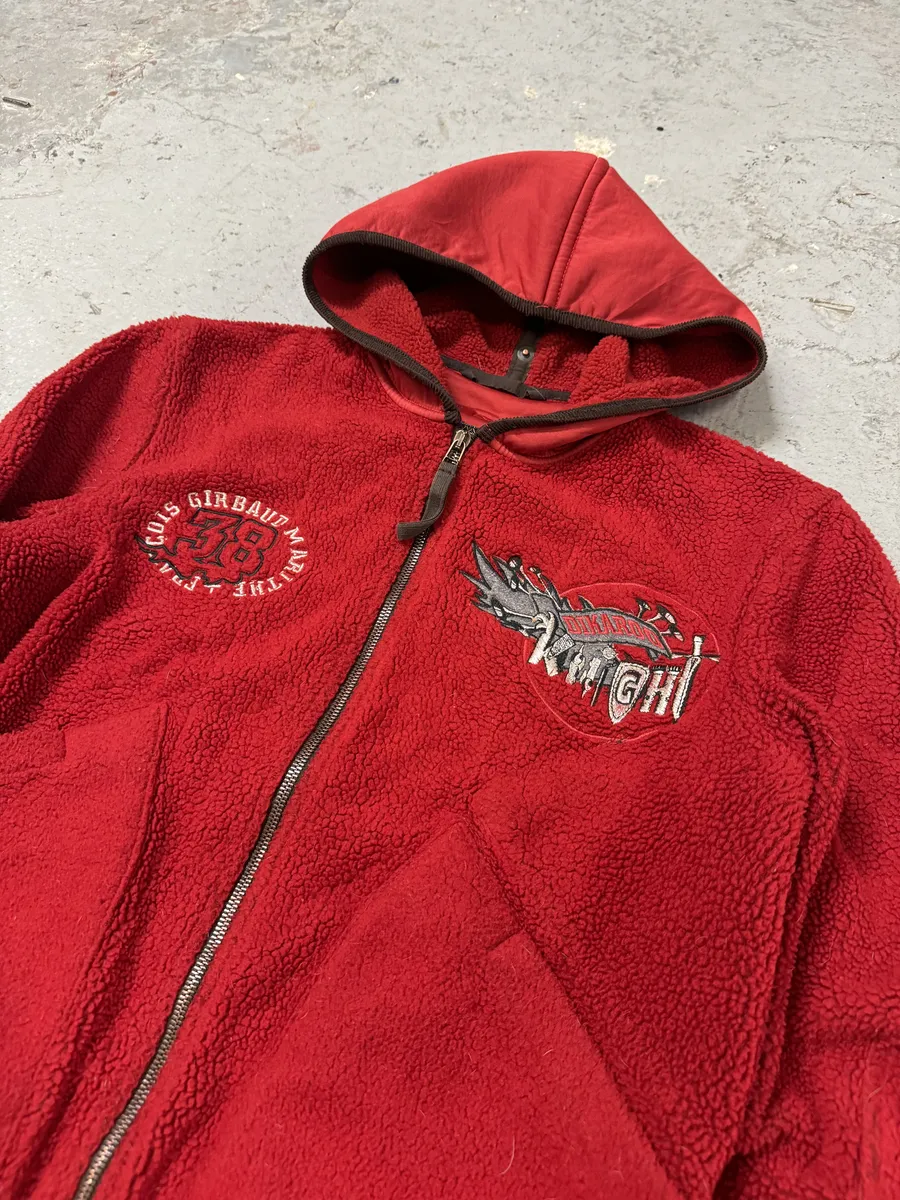 1990s Marithé + François Girbaud Red Fleece Sweatshirt - Image 7