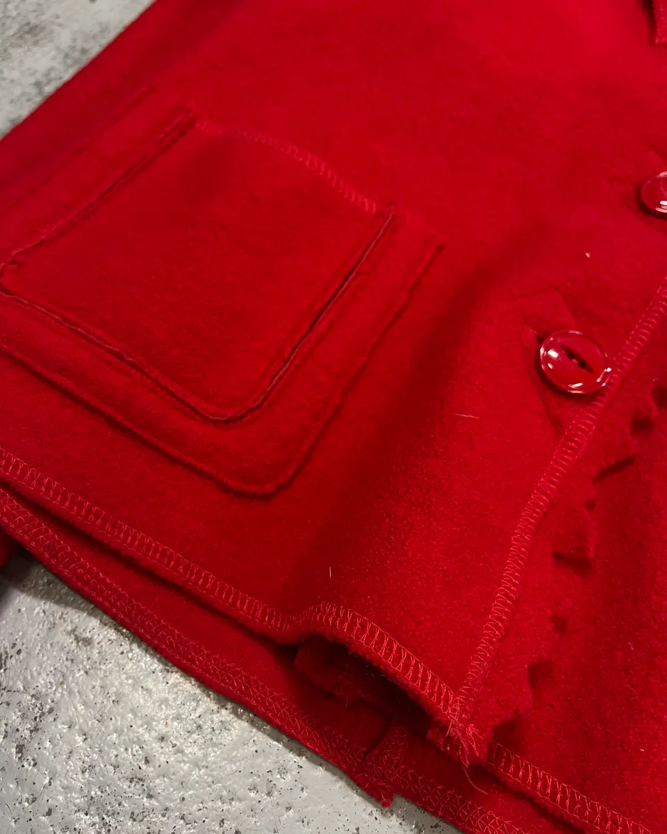 1990s Marithé + François Girbaud Red Wool Scalloped Collar Jacket - Image 7