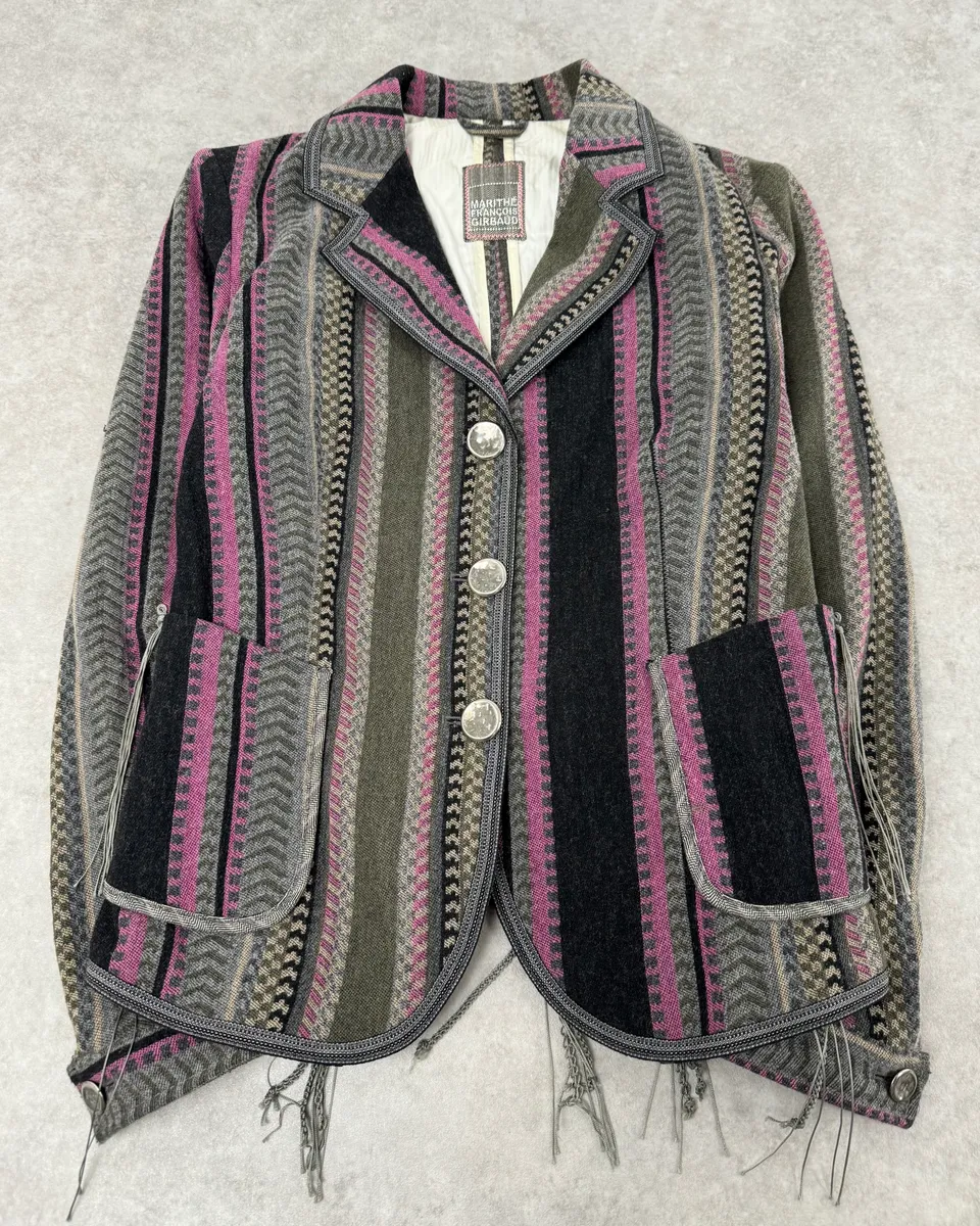 1990s Marithé + François Girbaud Striped Blazer Jacket - Image 4