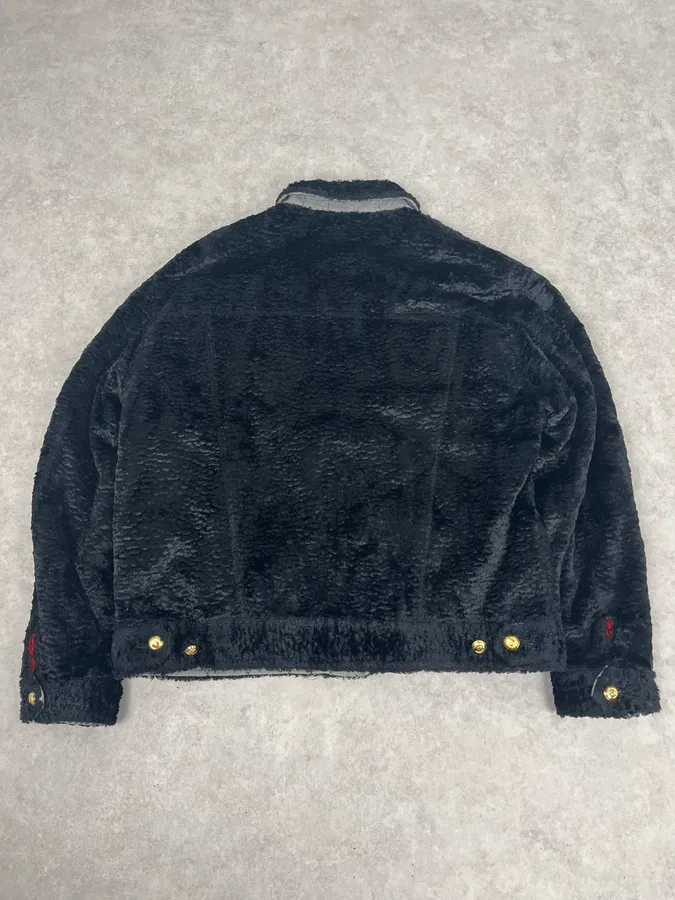 1990s Moschino Black Fur Trucker Jacket - Image 6