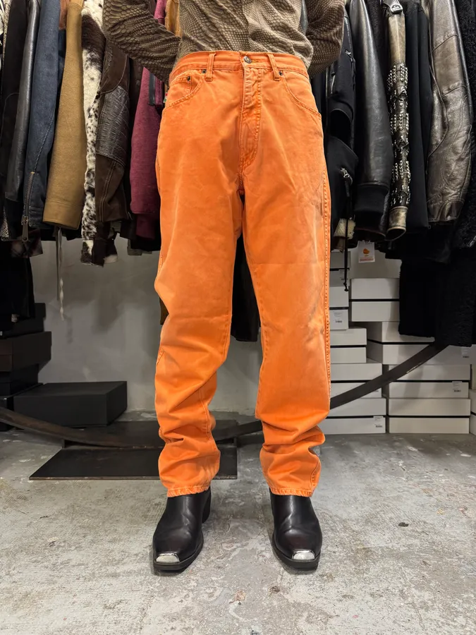 1990s Moschino Cozy Straight Orange Pants - Image 2