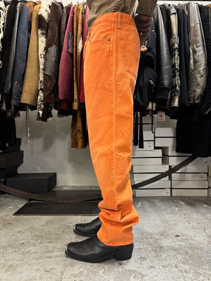 1990s Moschino Cozy Straight Orange Pants - Image 4