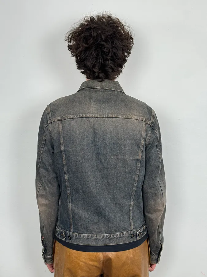 1990s Moschino Faded Blue Grey Denim Jacket - Image 3