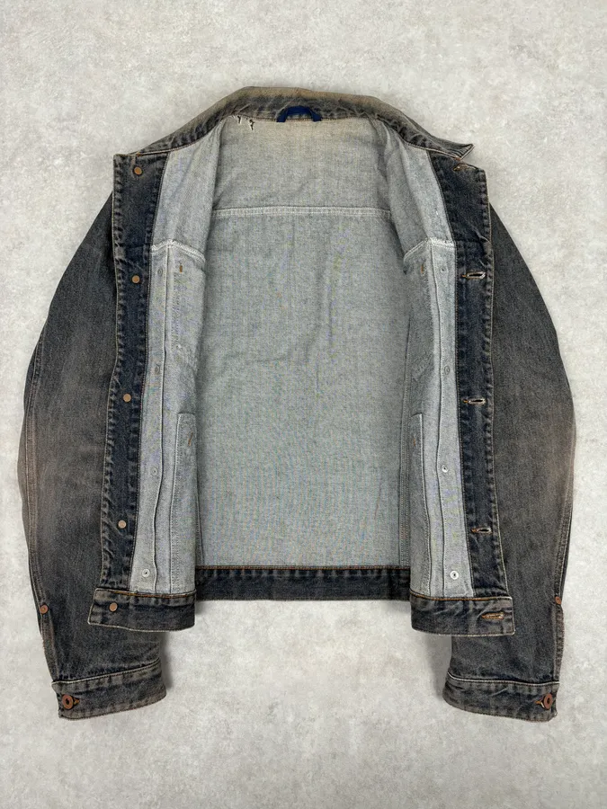 1990s Moschino Faded Blue Grey Denim Jacket - Image 7