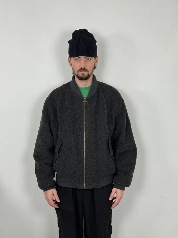 1990s Moschino Grey Wool Bomber Jacket - Image 2