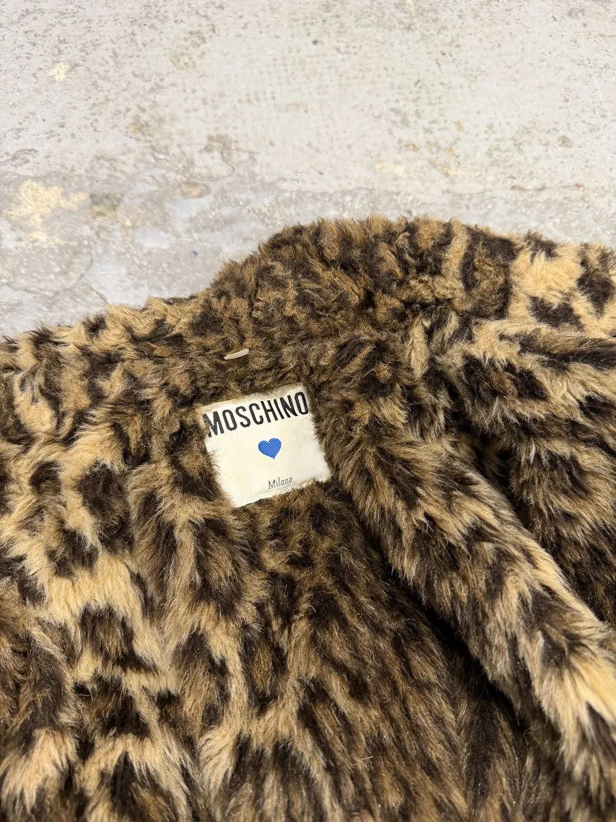 1990s Moschino Leopard Fur Print Black Bomber Jacket - Image 11