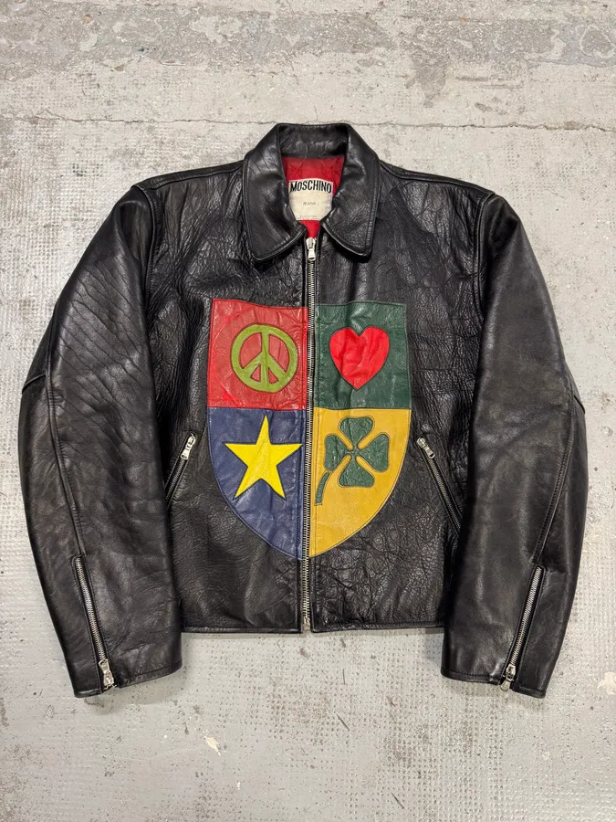 1990s Moschino Premium Black Leather Jacket