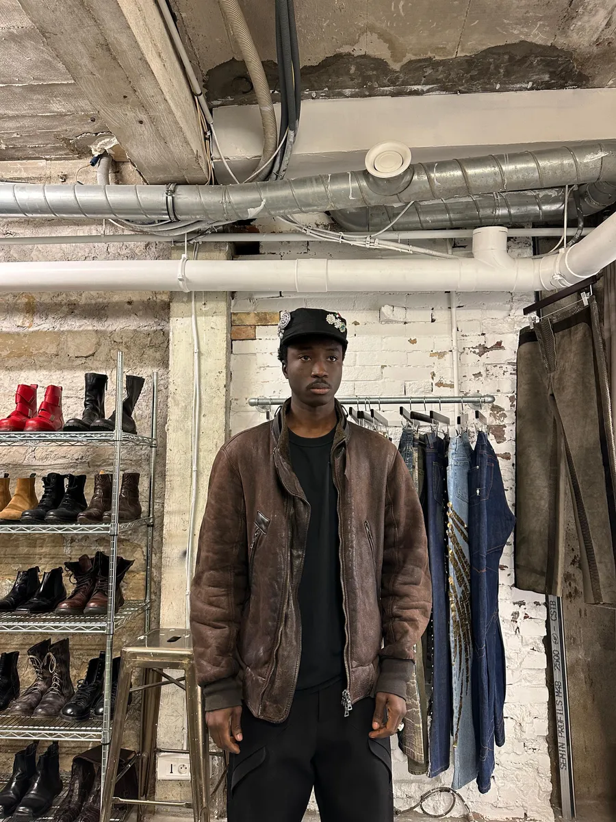 1990s Prada Archive Brown Faded Leather Wool Fur Leather Bomber Jacket - Image 3