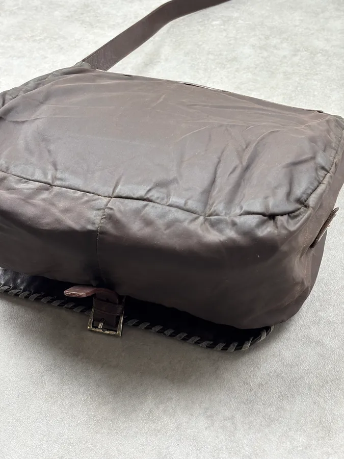 1990s Prada Brown Leather Studded Shoulder Bag - Image 10