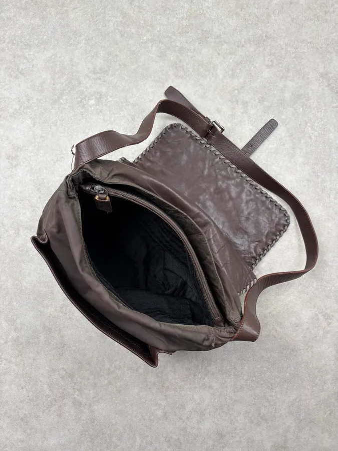 1990s Prada Brown Leather Studded Shoulder Bag - Image 13