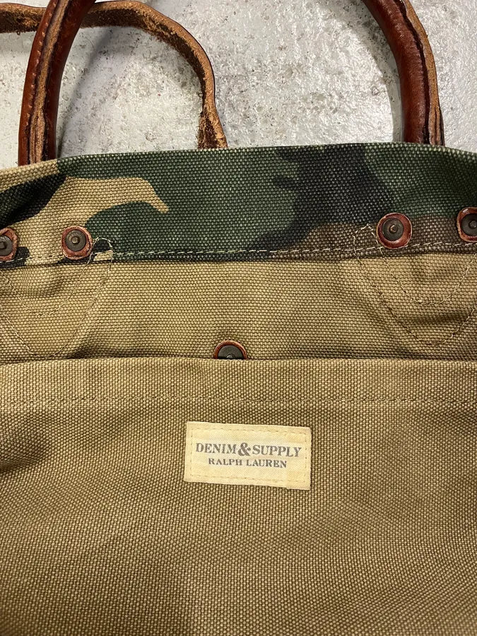 1990s Ralph Lauren Camo USA Flag Faded Shoulder Bag - Image 8