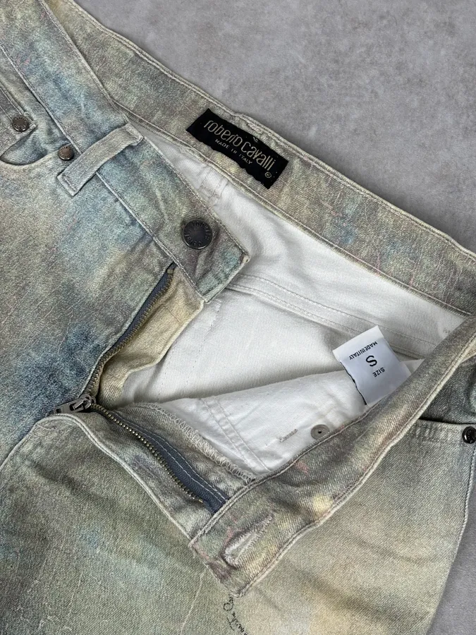 1990s Roberto Cavalli Art « Venus Fade » Denim Flare Jeans - Image 11
