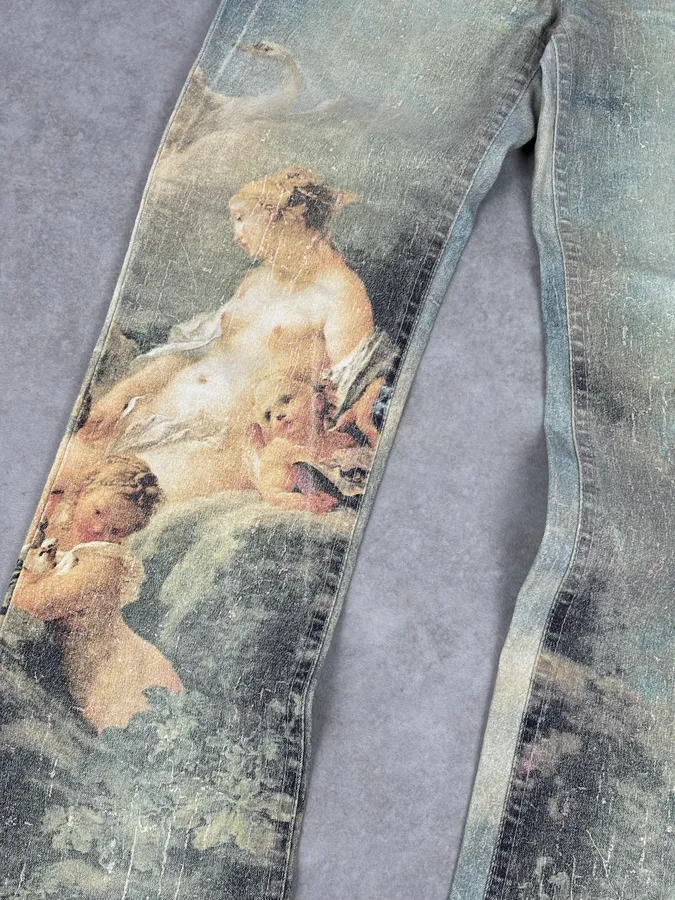1990s Roberto Cavalli Art « Venus Fade » Denim Flare Jeans - Image 9